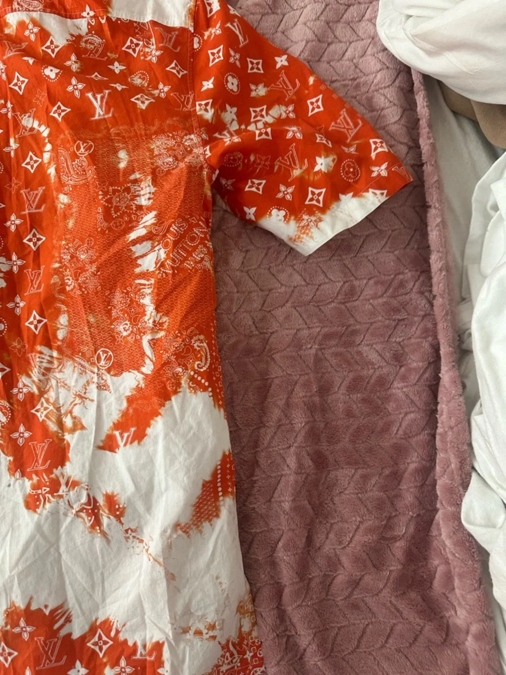 Louis Vuitton Orange and White Tie-Dye Button Down Shirt - Picture 10 of 14